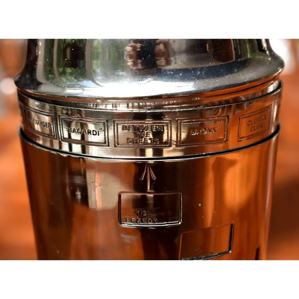 Art Deco Attr Napier Dial-A-Drink Silverplate Cocktail Shaker Recipe Dial